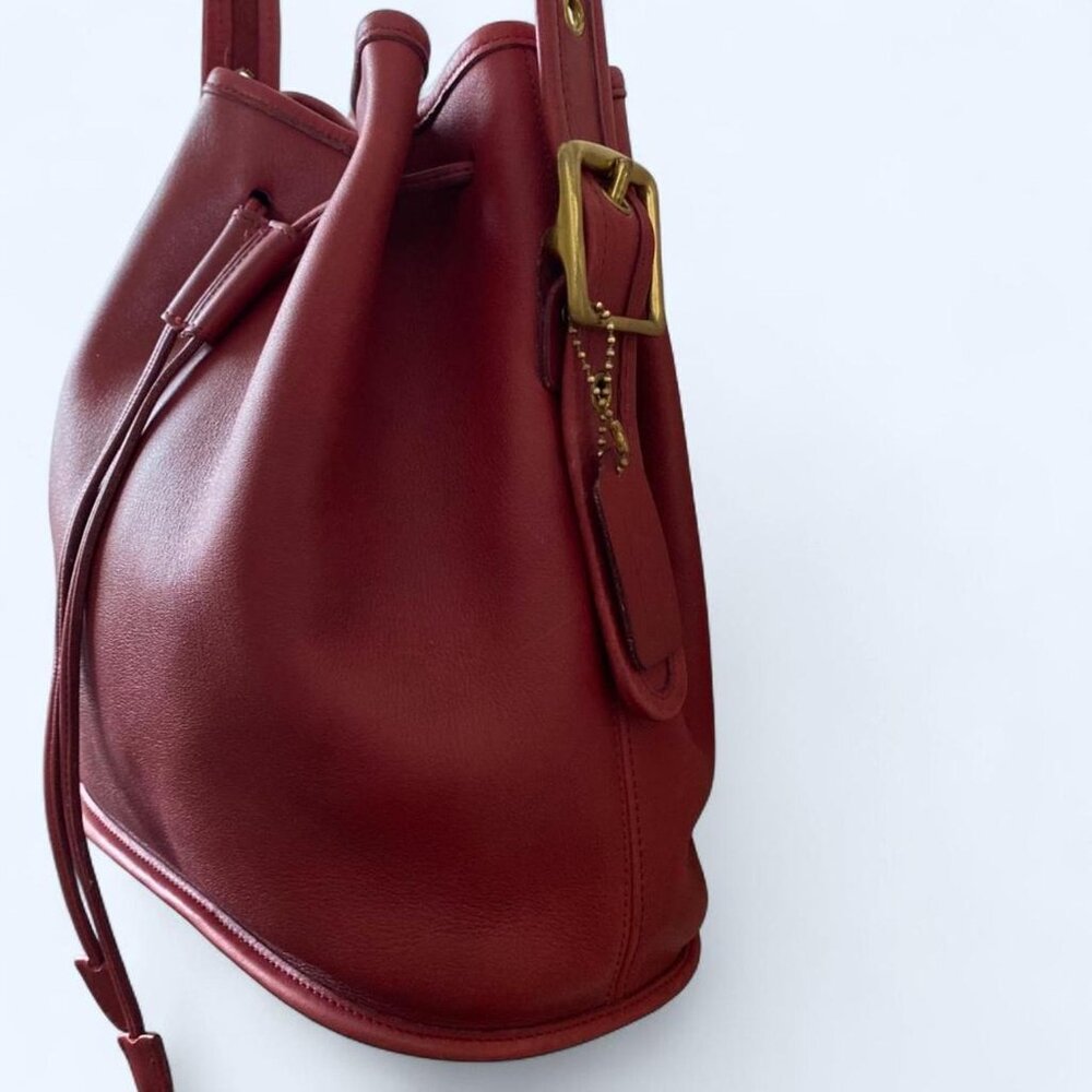 Restored Vintage Coach Lula's Legacy Drawstring Bag No. 9952 Red Leather - Picture 3 of 8